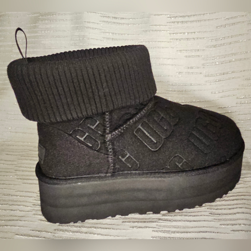 UGG Classic Mini Platform Felted in Black Size 8 S/N 1144047 - Picture 4 of 11